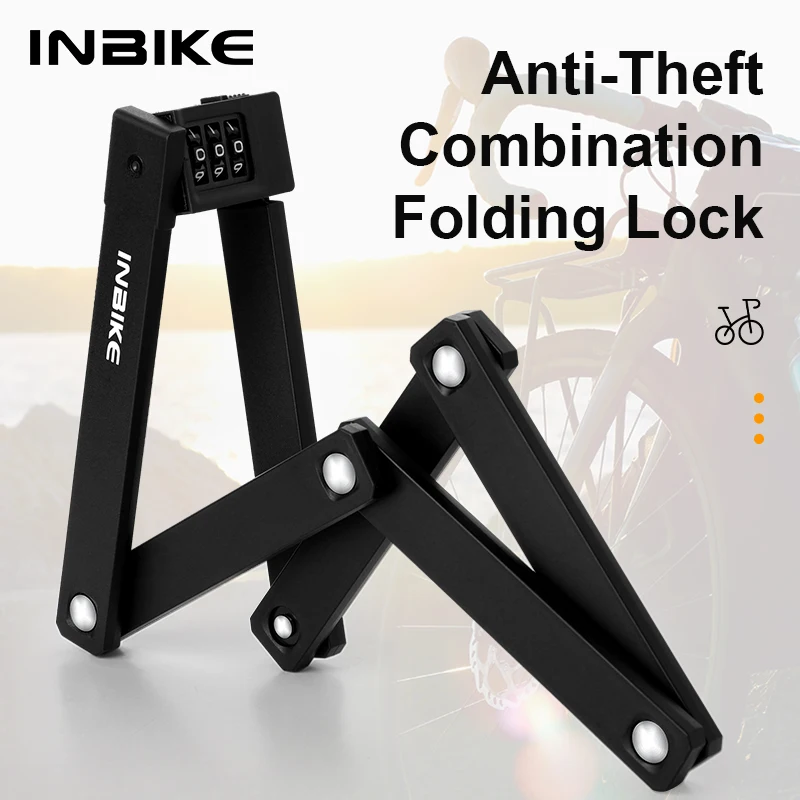 

INBIKE Portable Folding Bike Code Lock with Combination Anti-Theft Security Bicycle Lock for Road Mountain Bike Security Lock
