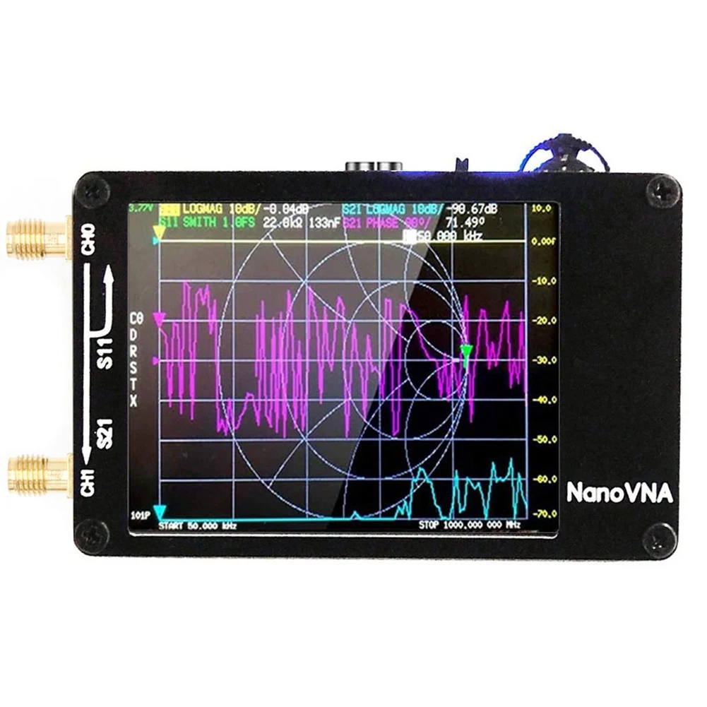 Upgraded NanoVNA-H Vector Network Antenna Analyzer 10KHz-1.5GHz MF HF VHF UHF for SD Card Slot Digital NanoVNA Tester