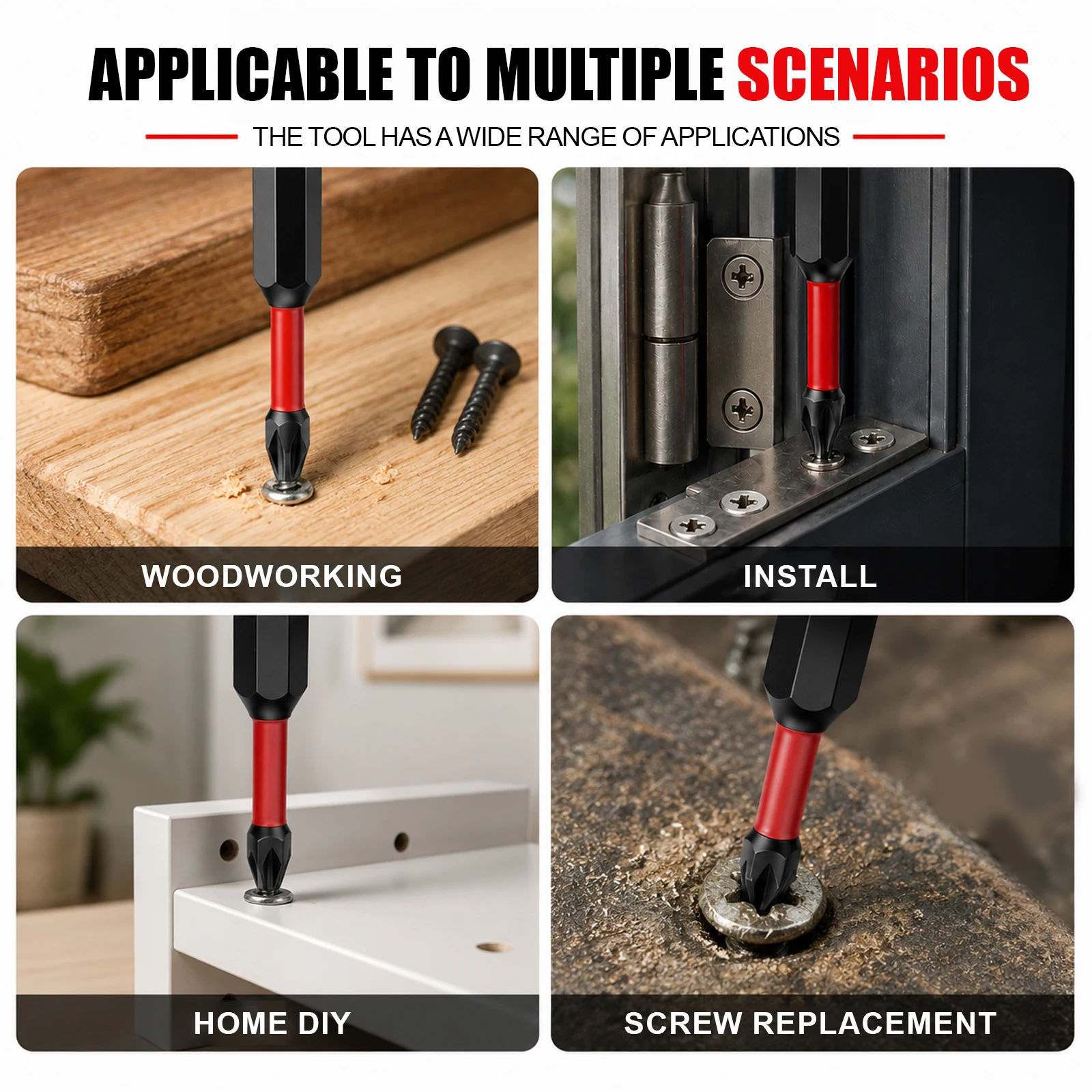 S2 Alloy Steel Pozidriv Screwdriver Bits PZ1 PZ2 PZ3 25mm 50mm 65mm High Hardness Strong Magnetic Durable High Torque NonSlip