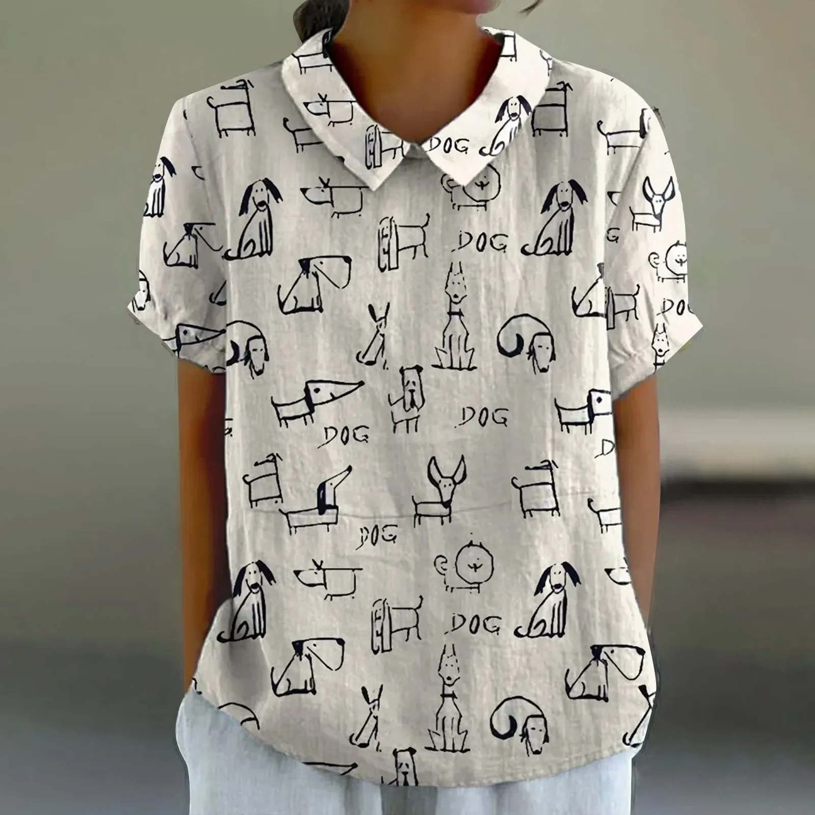 

Новая летняя рубашка 2025 года с коротким рукавом в китайском стиле, с принтом под бамбук и коноплю, с отложным воротником