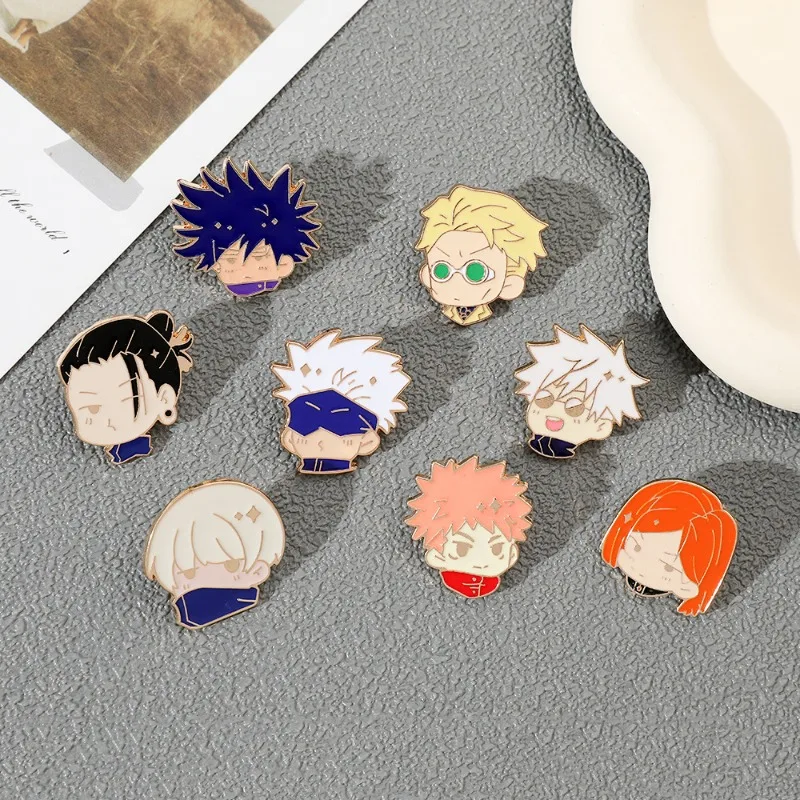 

8pcs/set Anime Jujutsu Kaisen Brooch Cute Cartoon Itadori Yuji Gojo Satoru Bag Accessories Alloy Metal Badge Pin for Colletibles