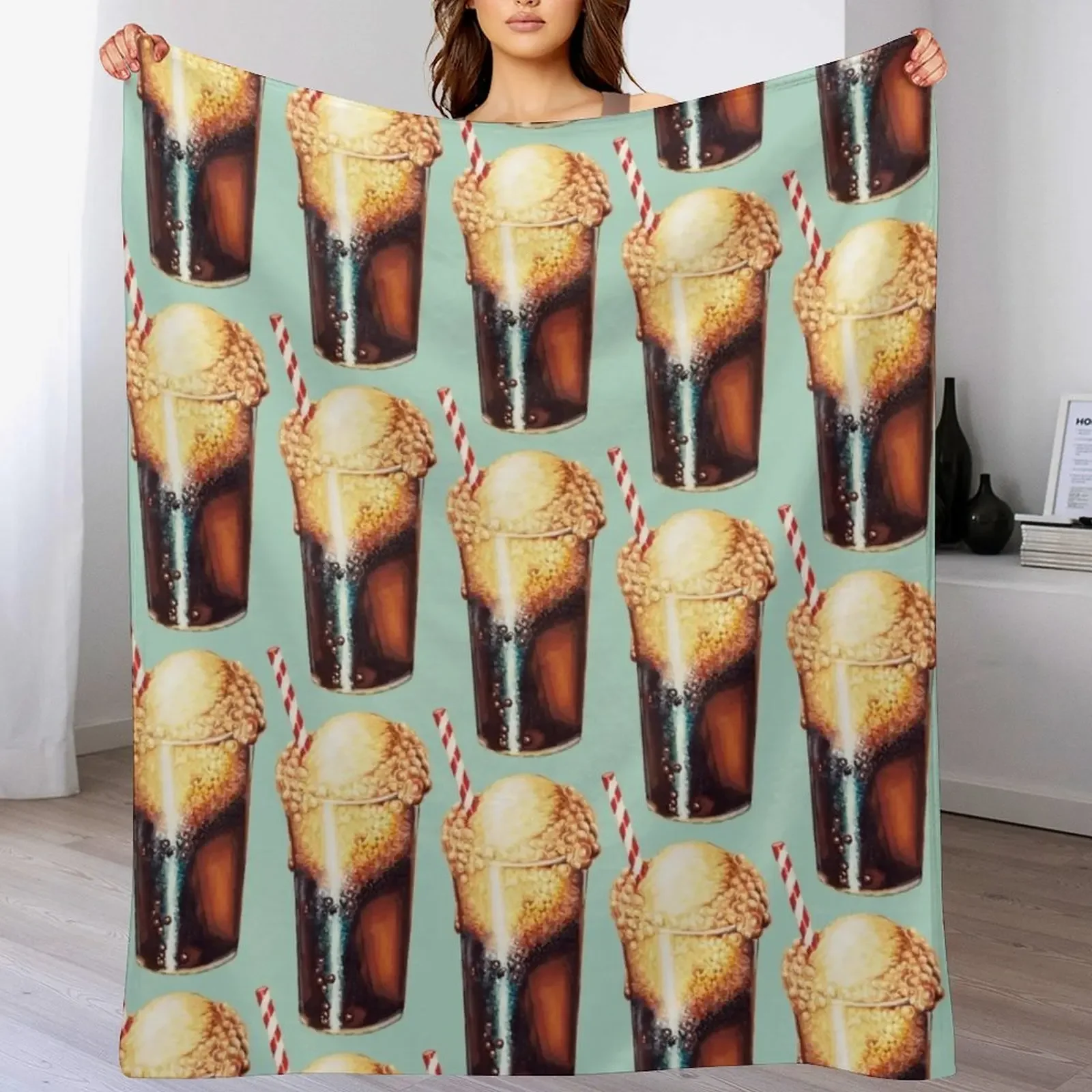 

Root Beer Float Pattern Throw Blanket Bed Camping Bed covers Baby Blankets