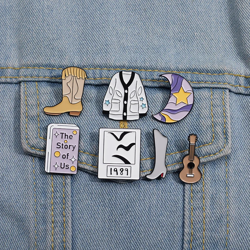 Music Style Enamel Pins 1989 Female Singer Guitar Pop Song Sweater Jacket Brooches Lapel Badge Fans Jewelry Gift for Friends