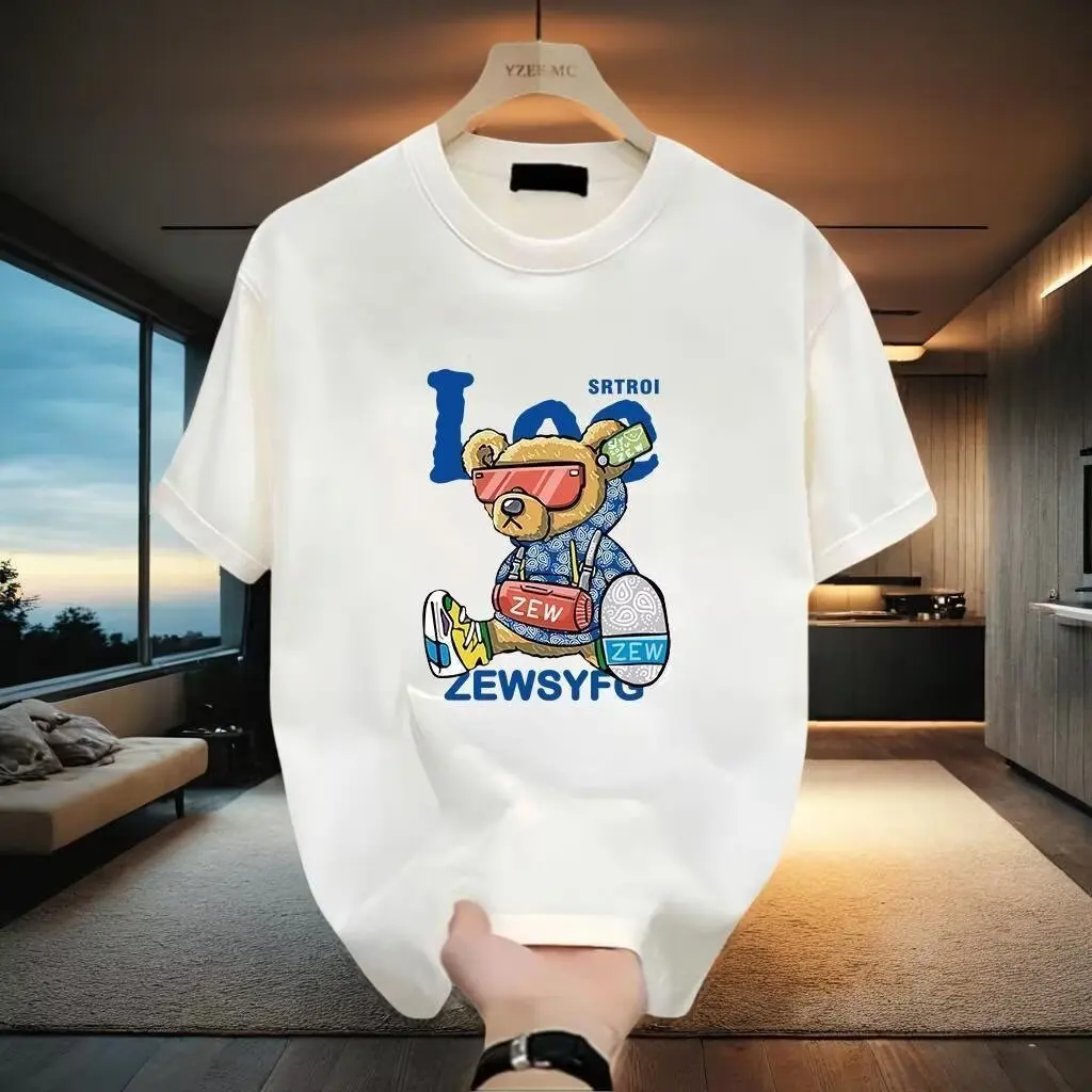 

2025 High-quality men's clothing, 100% pure cotton, fashionable hip-hop street style, personalized T-shirt, outdoor sports