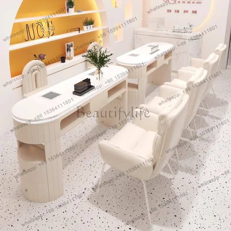 FG High-end Marble Nail Tables Multifunction Built-in Vacuum Cleaner Socket Nail Tables Manicure Chair Set Furniture La Mesa JTN
