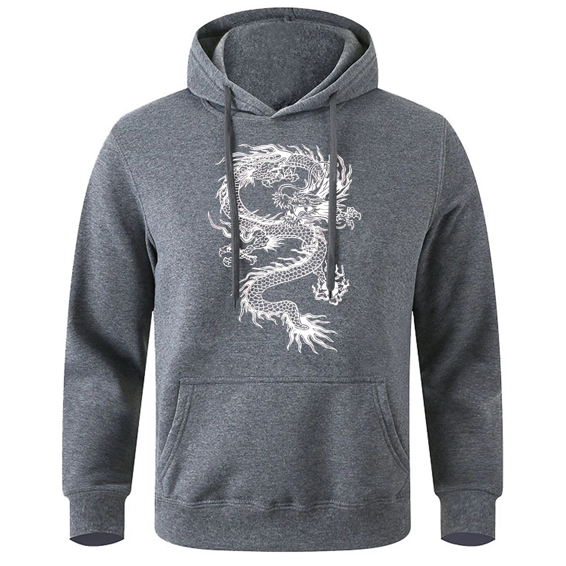 

White Dragon Tattoo Stickers Funny Print Men Hoody Loose Oversized Hoodies Breathable Warm Hooded Shirtfashion Sports Tracksuit