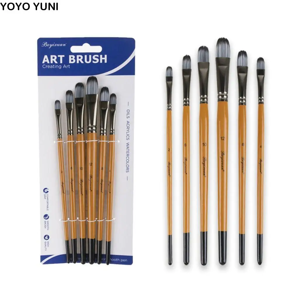 

Synthetic Nylon Hair Painting Brushes Kits Round Head Spike Head Art Paint Brushes Stationery Wooden Handle Drawing Tool Artist