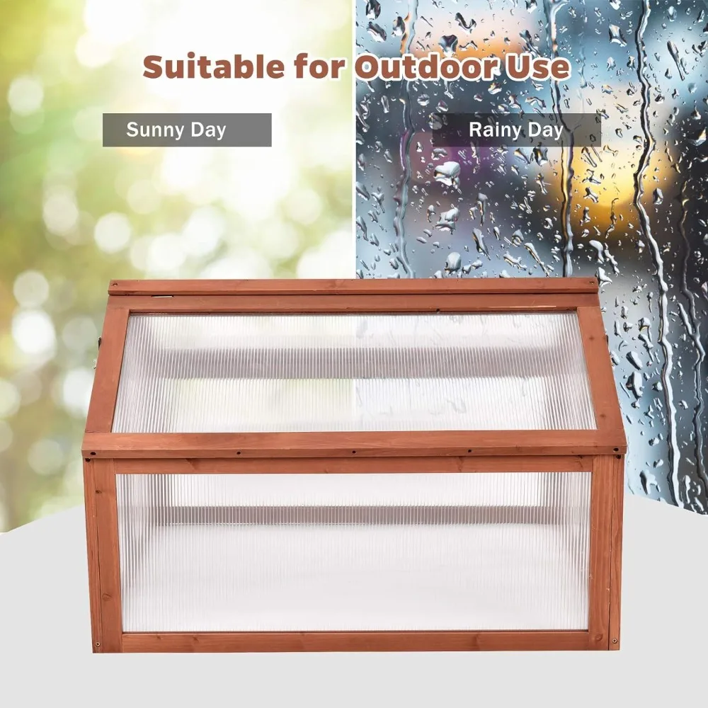 Cold Frame Greenhouse, Small Greenhouse with Foldable Transparent Top, Adjustable Stays & Easy Installation, Portable Mini