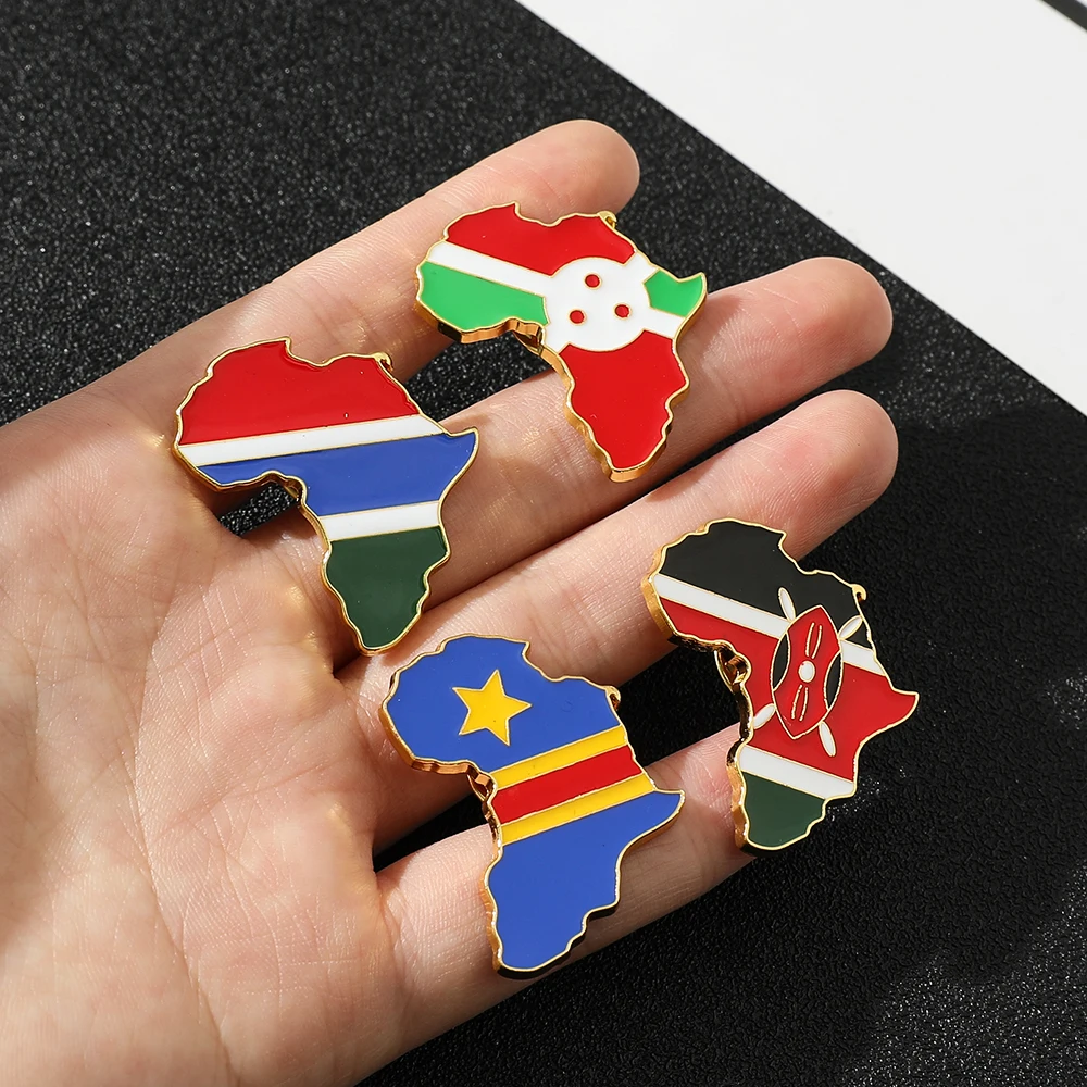 Hip-hop Africa Map Enamel Pins Brooches Ethnic Jewelry Ghana Congo Sudan Somalia Uganda Zimbabwe Zambia Liberia Map Brooch