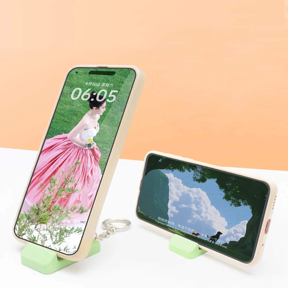 Portable Stand Mobile Phone Travel Holder Buckle Keychain Anti Lost Hanging Bracket Pocket Mini Silicone Support Dock Mount