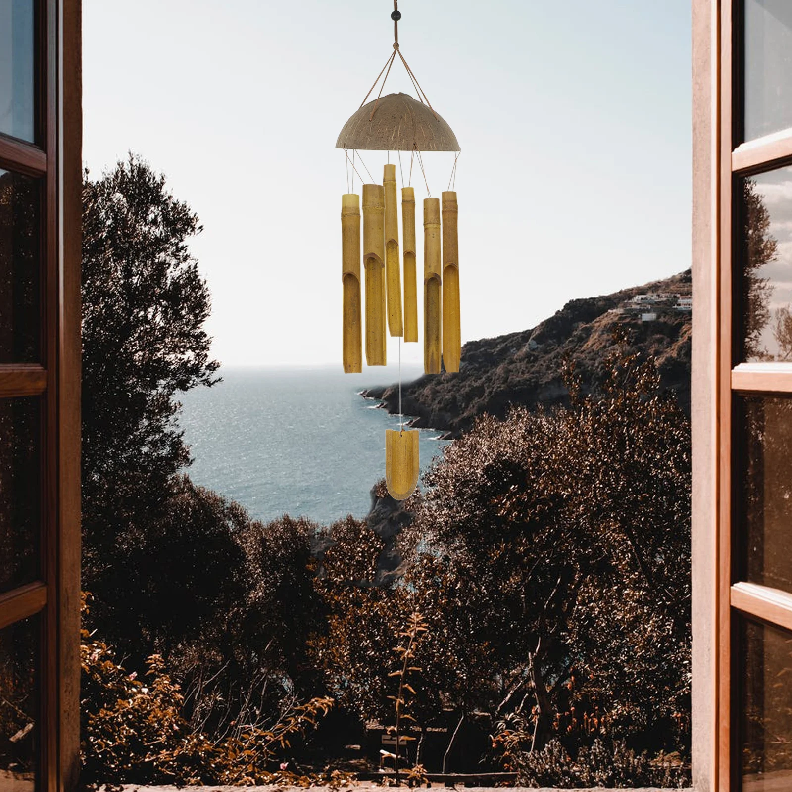 

1Set DIY Wind Chime Kit Bamboo Tubes Wood Clapper Craft Supplies Outdoor Garden Patio Decor Chime