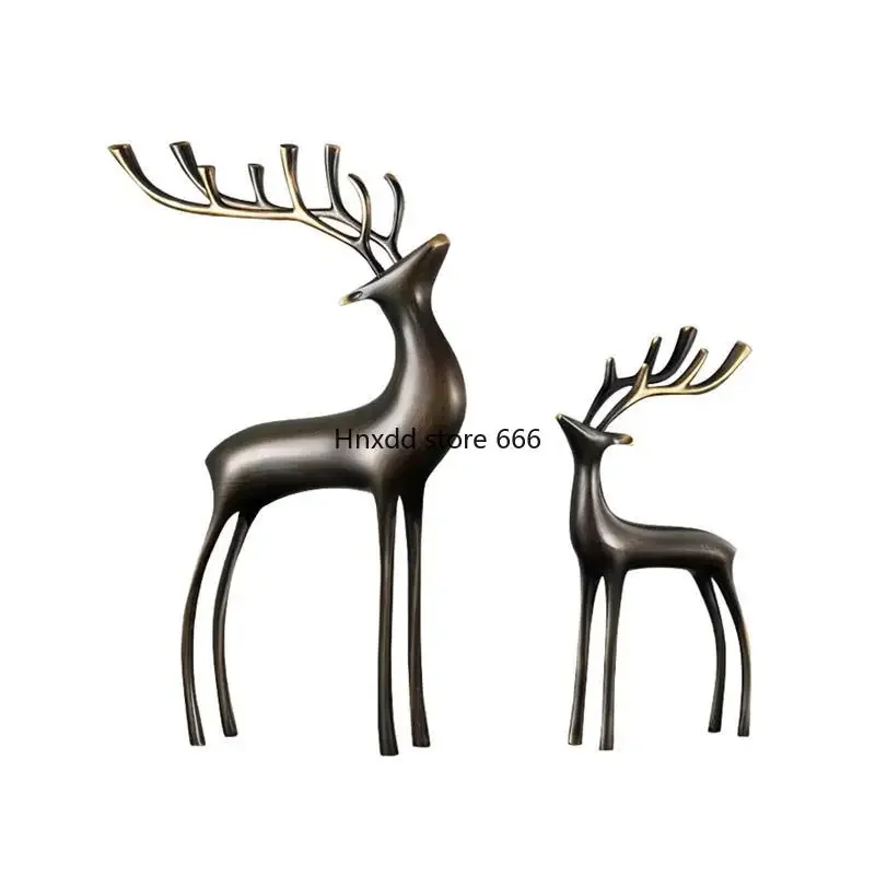 Lucky all copper deer pair home living room light luxury wine cabinet crafts