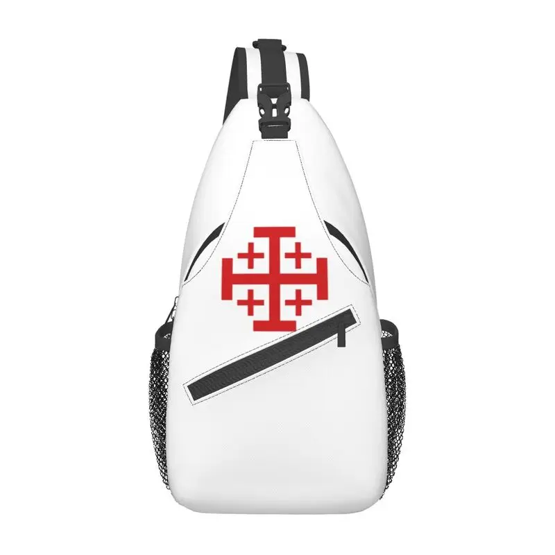 Casual Jerusalem Kingdom Cross Crossbody Sling Backpack Men Knights Templar Crusades Shoulder Chest Bag for Camping Biking