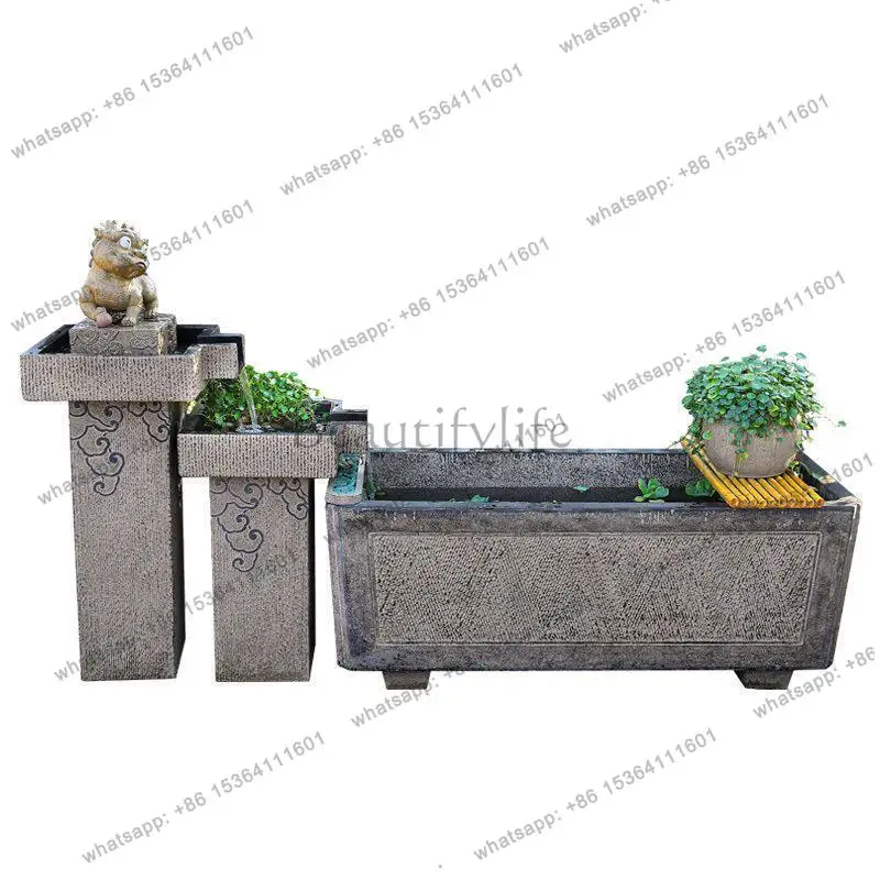 Flowing water fish tank courtyard yard garden balcony layout landscaping villa fish pool water view small fish tank