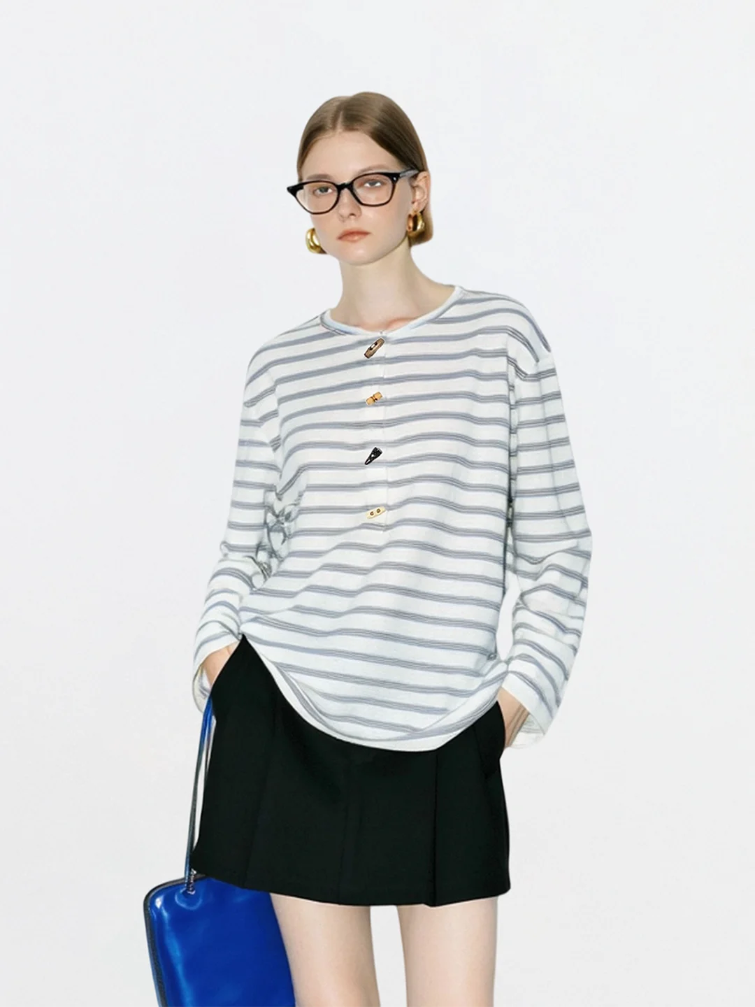 

AHMI Healing Velvet Stripe Long Sve T-irt Spring Autumn Girls Warm Comfortable Cotton Polyester Blend Casual round Ne