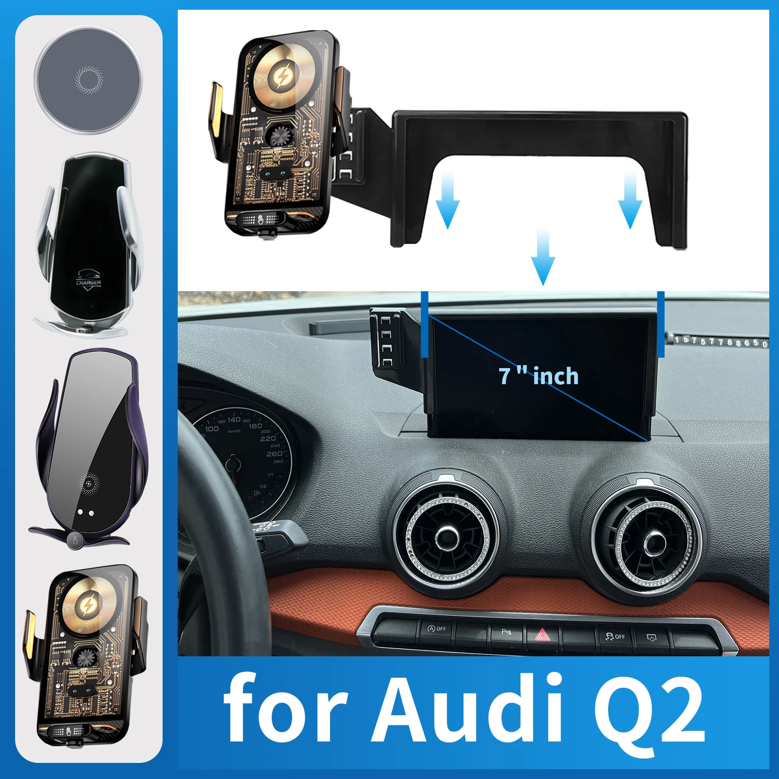 

Car Mobile Phone Holder for Audi Q2 7inch Charging GPS Bracket Navigation Stand Auto Accessories