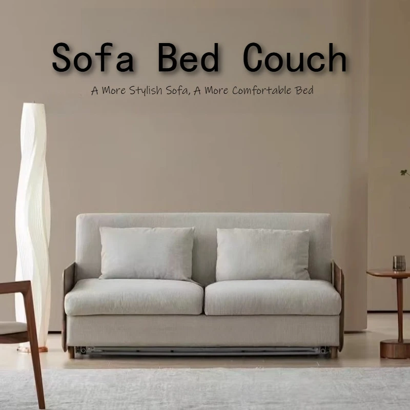 

House Decoration Sofa Bed For 2 Person Wood Folding Sofa Full Size Frame Multifunctional Pull Out Hotel Furniture Living Room