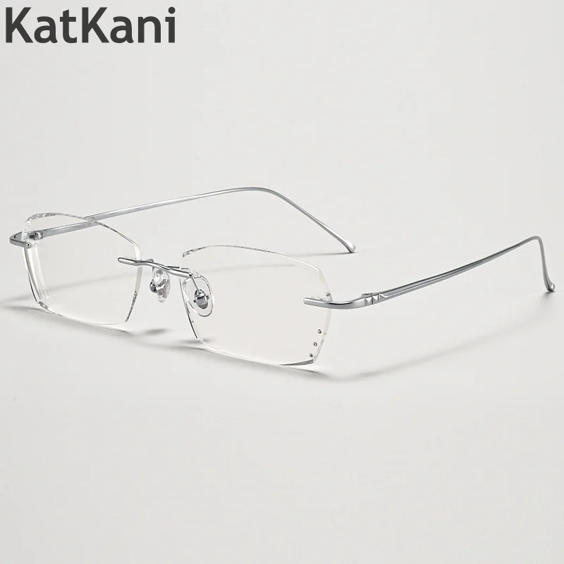 

Pure Titanium Frameless Glasses Frame With Cut Edges Ultra Light And Retro Men's Optical Prescription Glasses For Men And Women