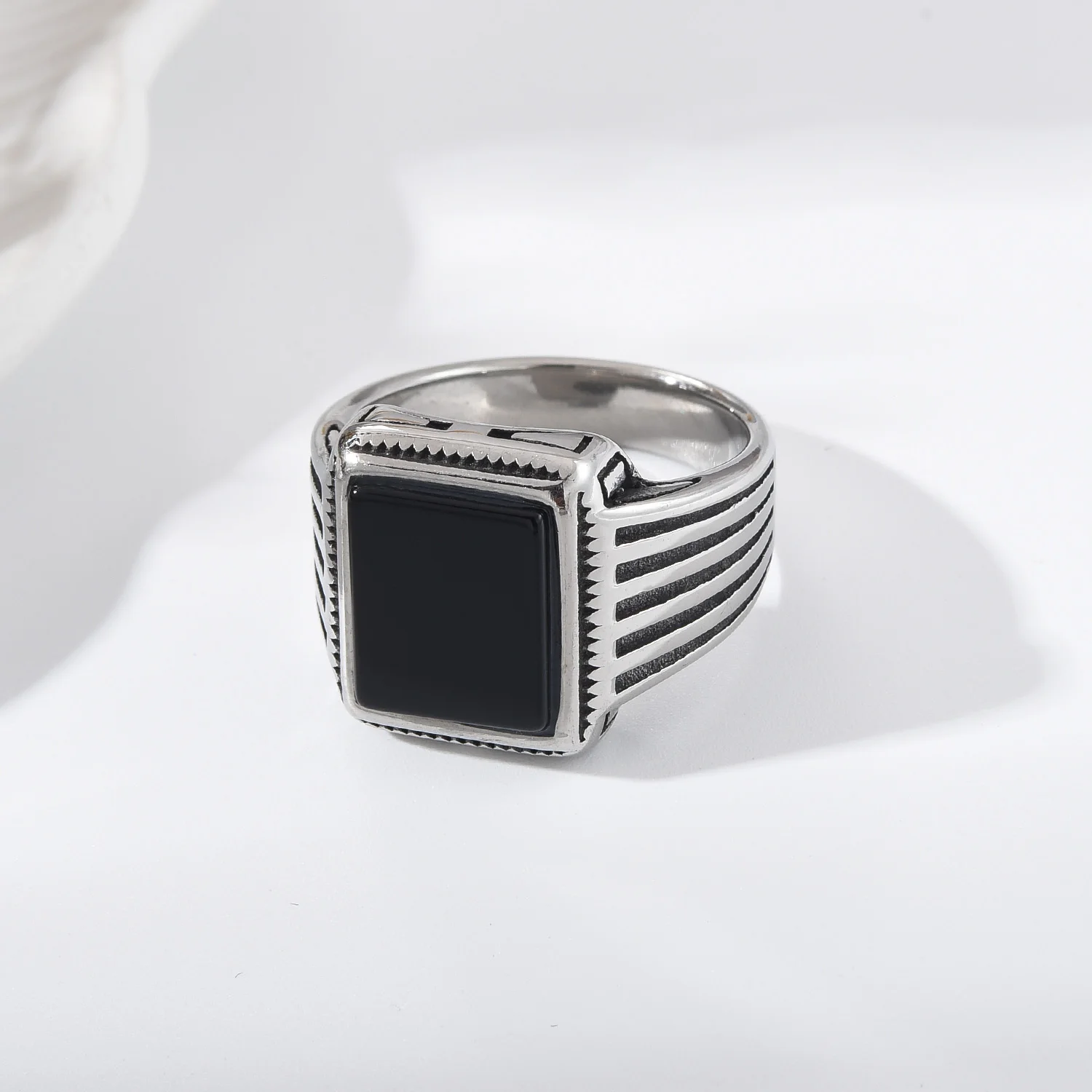 R3511 Exquisite Fashion Men's Stainless Steel Agate Tiger Eye Ring with Vintage,Factory Direct Sales