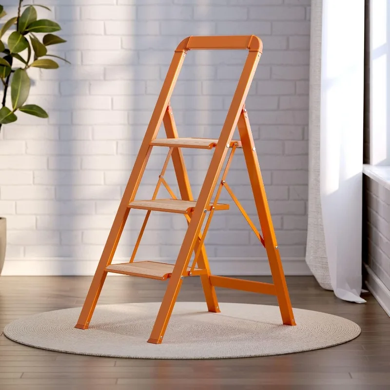 Step Stool 3 Step Ladder Lightweight Folding Step Stool Ladders for Home with Wide Anti-Slip Pedal Blanket Ladder Shelf