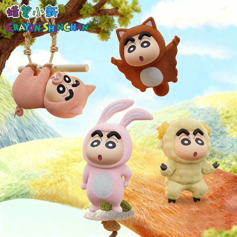 Crayon de dessin animé mignon Shin-chan, série de marchandises d'animaux, porte-clés floqué, porte-clés de voiture, breloque de sac à main, décoration, petit cadeau