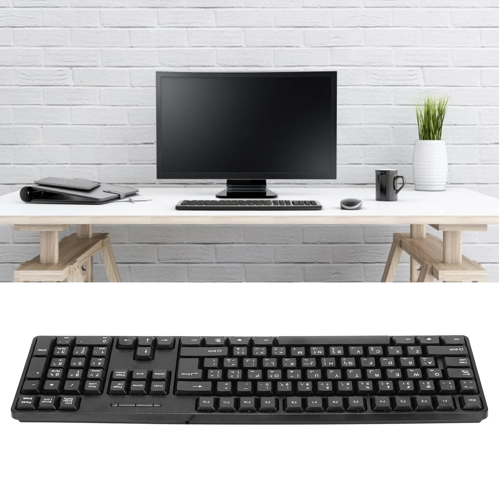 Keyboard Komputer Desain Ergonomis Keyboard Mekanis Arab Inggris Berkabel USB Tahan Lama untuk Laptop PC