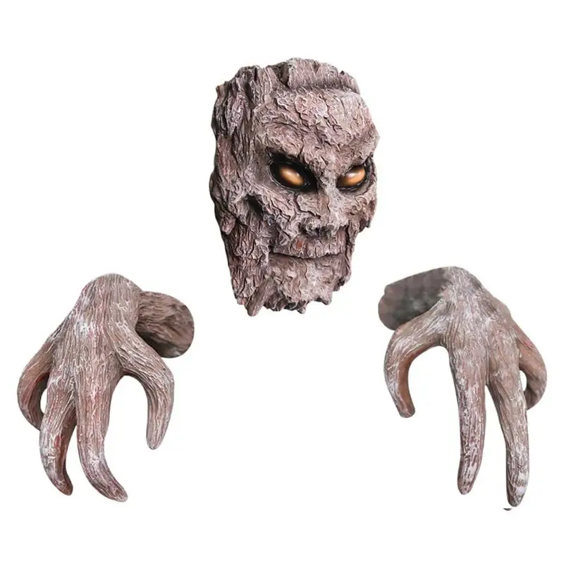 

Outdoor Tree Face Decorations Tree Face With Hand Sculpture Ornaments Easter Decorations Creative Demon Tree Bark For Halloween