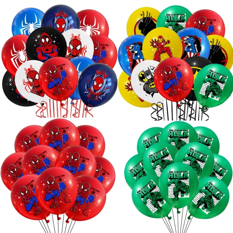 10/30pcs Super Hero Balloons The Avengers Spiderman Iron Man Hulk Superman Theme Latex Ballons Kids Boy Birthday Party Decoratio