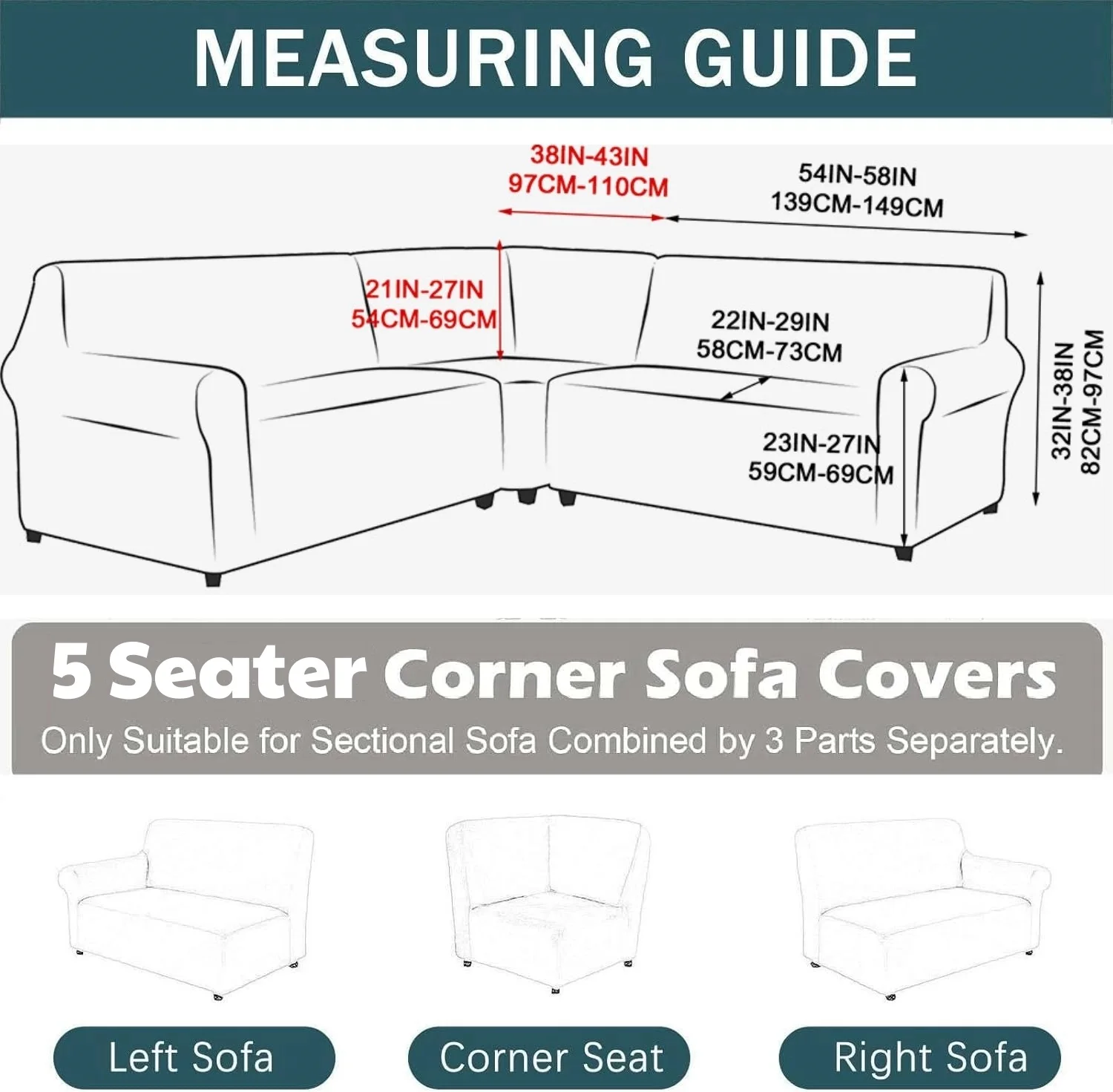 L Shaped Corner Couch Covers 3 Piece Carving Sectional Sofa Cover Plush Stretch 5 Seater Corner Sofa Slipcover Couch Protector