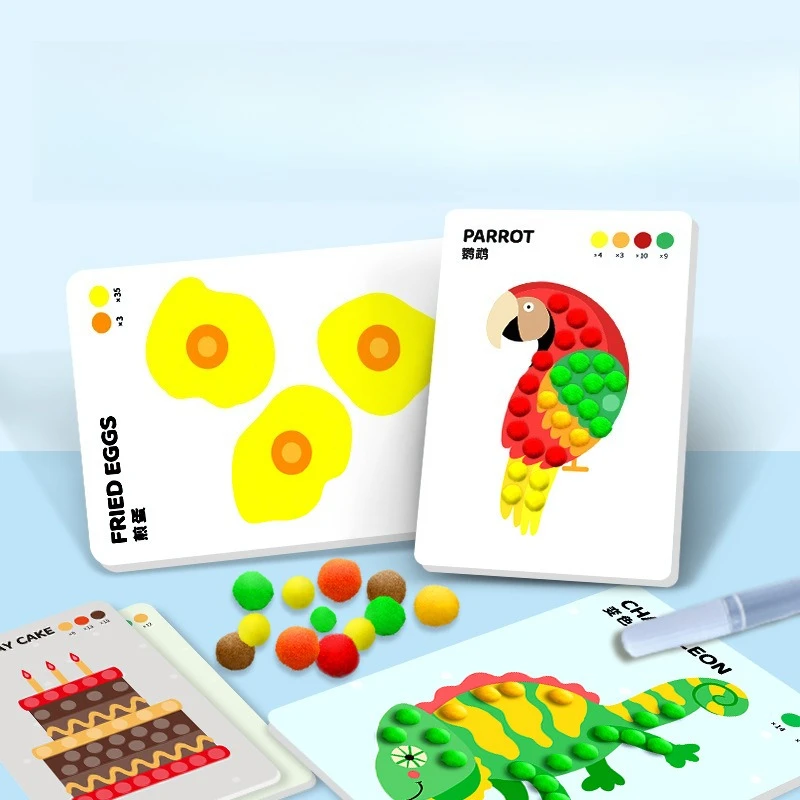 Montessori Toy Hair Ball Paste Painting Children's Handmade DIY Production Material Package Creative Toy Kindergarten for 3-6