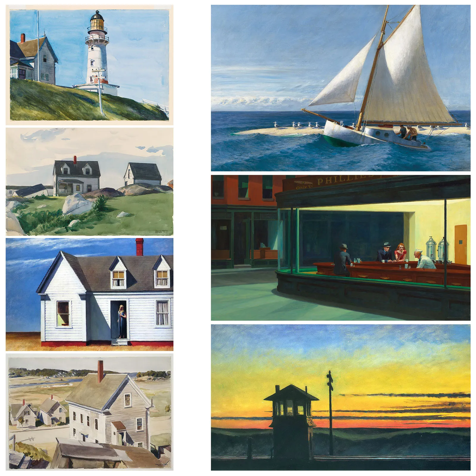 Peintures de réalisme américain Edward Hopper, impression sur toile de la vie urbaine de la solitude, lumière et ombre dramatiques, art contemplatif silencieux