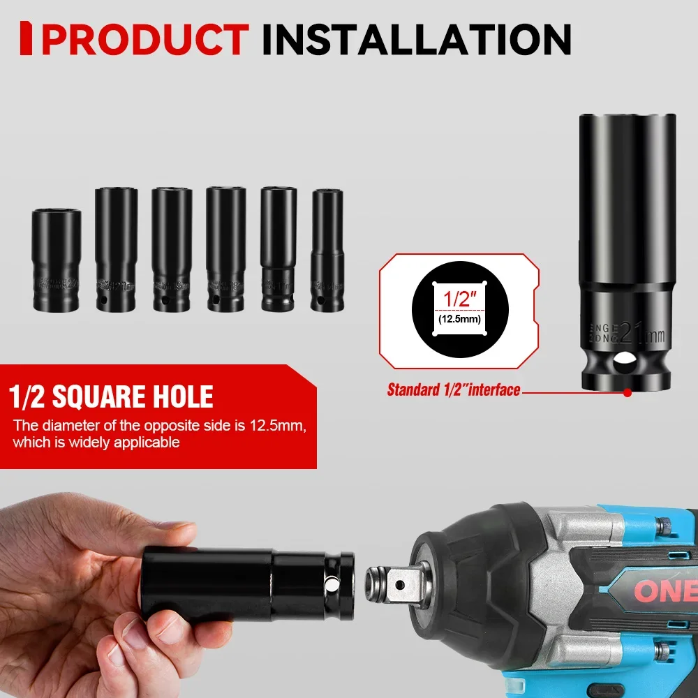 ONEVAN 1800N.M Torque Brushless Electric Wrench 1/2 Inch  Cordless Impact Wrench DTW700 Power Tool For Makita 18V Battery