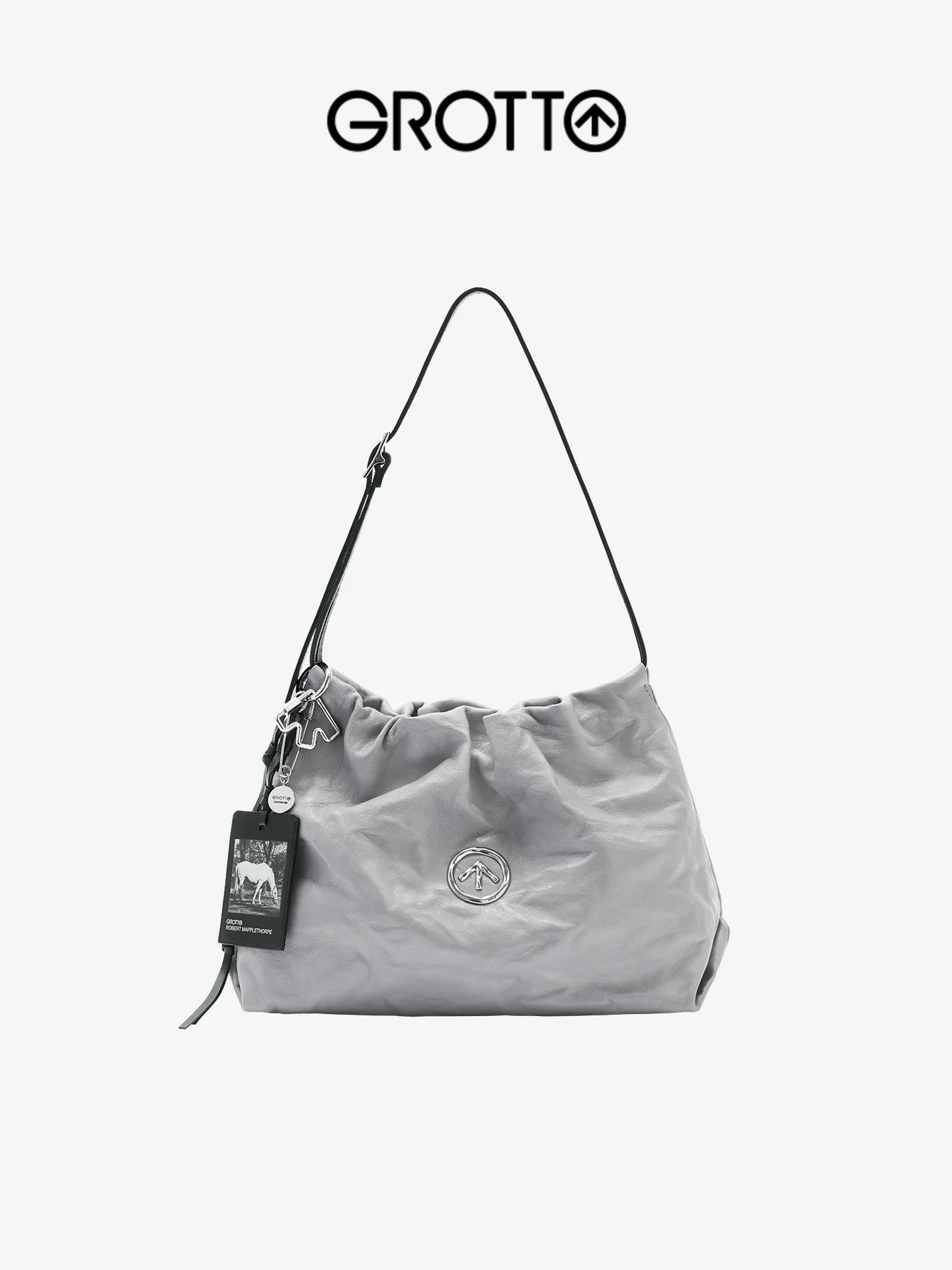 

GROTTO Women Shoulder Bag Wrinkle Drawstring Leather Design Texture Large Capacity Commuter Tote Bag 2025 New Luxury Versatile