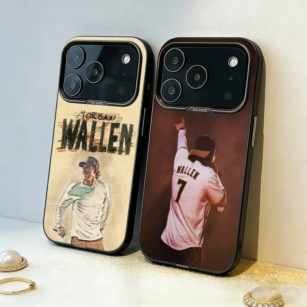 

1PC M-Morgan Wallen Singer Phone Case For iPhone17,16,15,14,13,12,11,Pro,MAX White Matte Shockproof Cover