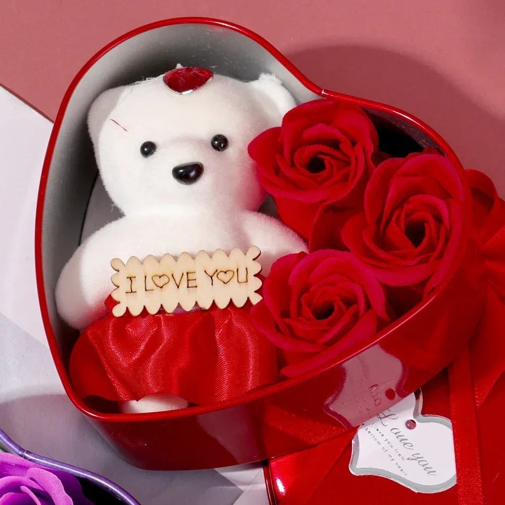Bär Seife Rose Geschenkbox Valentinstag Blume Liebe Box Bären Blumenstrauß Hochzeit Geburtstag Home Party Dekoration – Detail 2