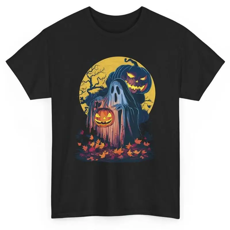 

Autumn Leaves Pumpkin Halloween T Shirt Artistic Holiday Ghost
