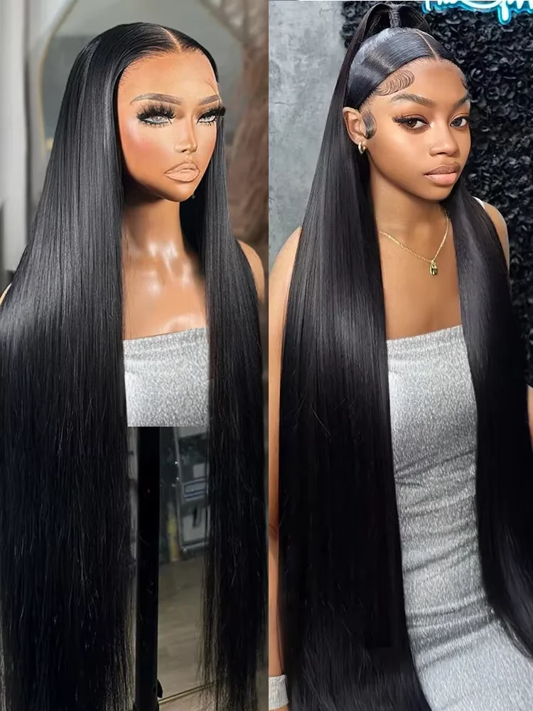30 40 Inch 13x4 HD Transparent Lace Frontal Human Hair Wigs Bone Straight 13x6 Lace Front 5x5 Closure Glueless Wig Ready to Wear