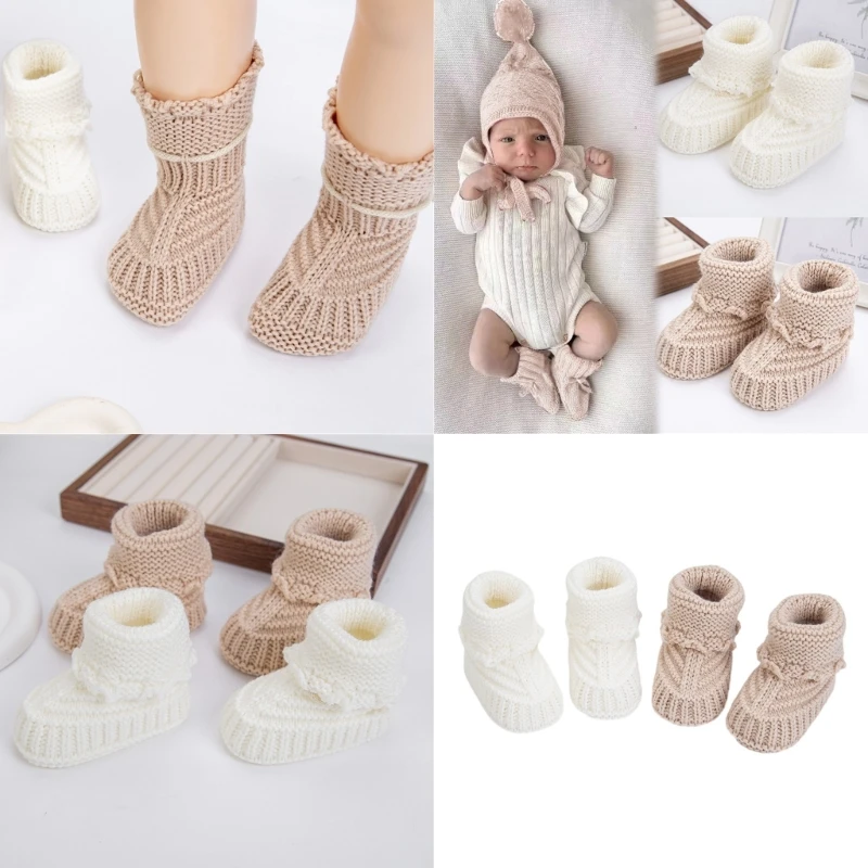 Handmade Baby Booties Warm Knit First Walkers Shoes Elegant Knit Baby Booties Easy Carry Shoes for Toddlers & Infants