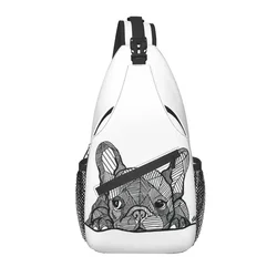 Sac à bandoulière décontracté bouledogue français pour hommes, sac à dos poitrine, sac à dos initié, sac à dos pour le cyclisme, le camping, les amoureux des chiens Frenchie