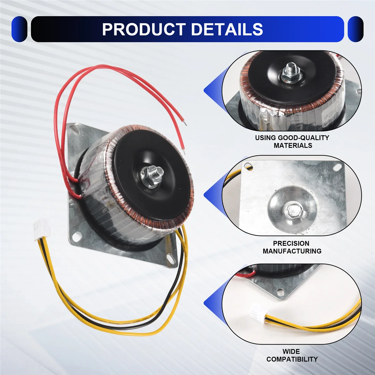 مصدر طاقة مزدوج محول حلقي نحاسي مزدوج 15 فولت، محول حلقة إمداد مزدوج لمضخم الطاقة