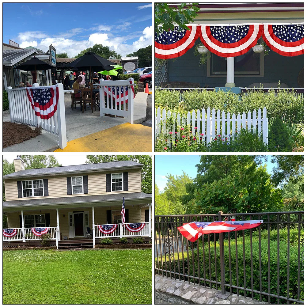 

10 Pcs Ornament American Flag Decoration Independence Day Banner Home Fan Shaped Bunting Semicircle Garden Flags Decorative