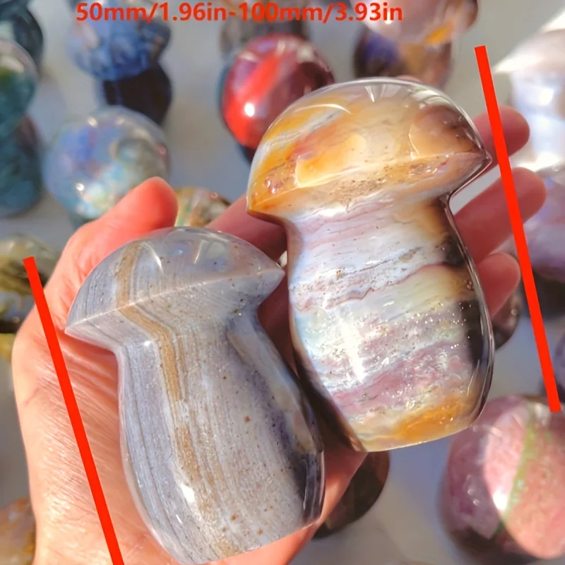 Natural Ocean Jasper Mushroom Ornament, Home Decoration, Holiday Gift, Table Decoration, Crafts