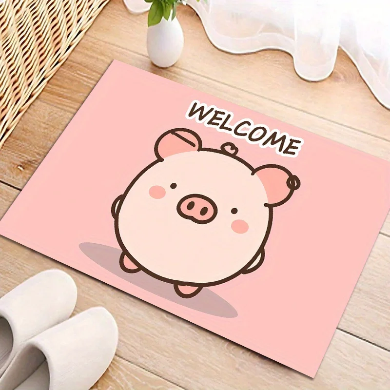 Cute Pig Welcome Doormat - Adorable Design, Brings Charm, Friendly Greeting, and a Touch of Farm Fun to Your Home Entrance