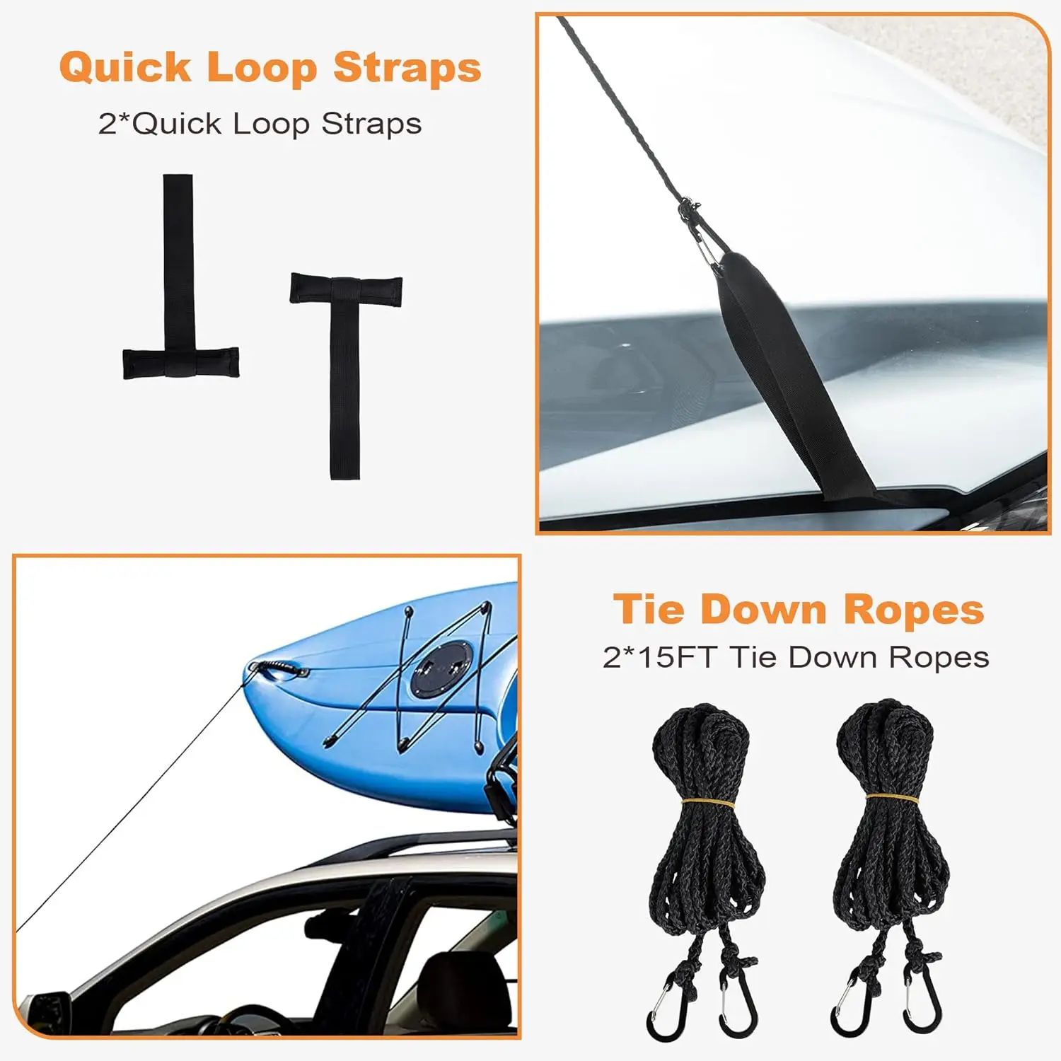Universal Soft Roof Rack Pads for Kayak, Surfboard, SUP, Canoe, Snowboard with Straps and Bag