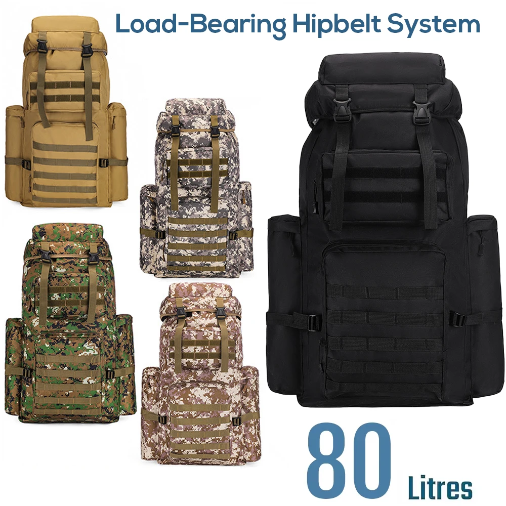 

80L 900D Oxford Backpack Large Capacity Outdoor Waterproof Military Tactical Sports Camping Hiking Trekking Fishing Hunting Bag