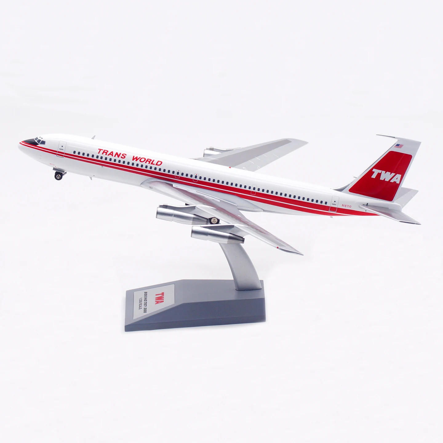 

IF707TW0625 Коллекционный самолет из сплава в подарок, INFLIGHT 1:200 TRANS WORLD Boeing B707-300, литая под давлением модель самолета N18710 с подставкой
