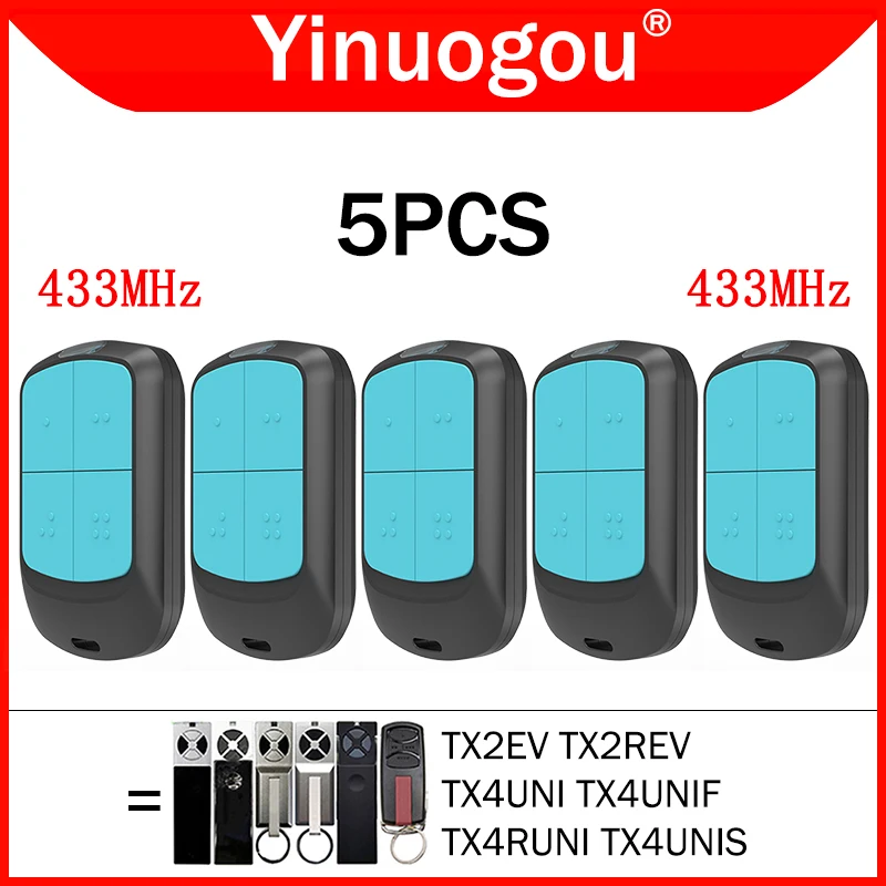 

5PCS Programming Chamberlain TX4RUNI LiftMaster TX2EV TX2REV TX4UNI TX4UNIF TX4UNIS Garage Door Remote Control Opener 433MHz