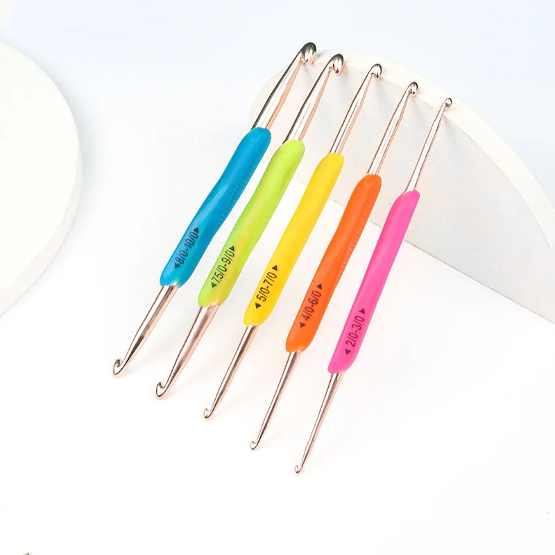 

TPR Soft Rubber Handle Crochet Hooks, Double Head Aluminum Yarns, Weave Knitting Needles, Handmade DIY Sewing Tool