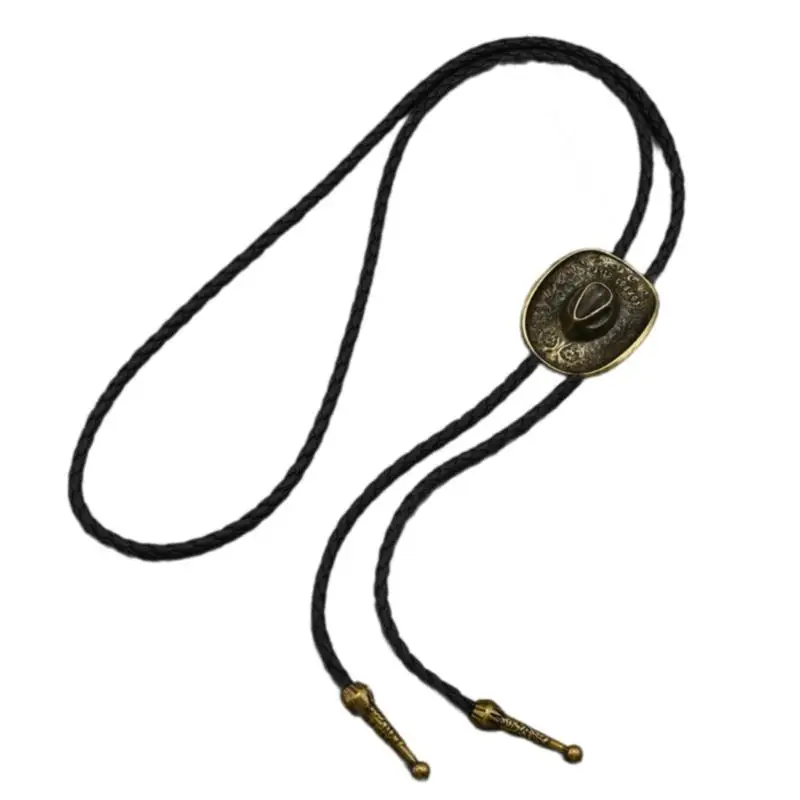 39BD Star geprägter Cowboyhut Anhänger Halskette Weiche Pu Cord Bolo Krawatten -Mode -Krawatte für Freizeit- und Party -Outfits