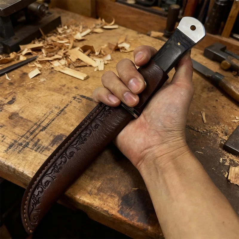 Outdoor survival straight knife sharp portable high-hardness tool for self-defense wilderness survival multi-purpose field knife